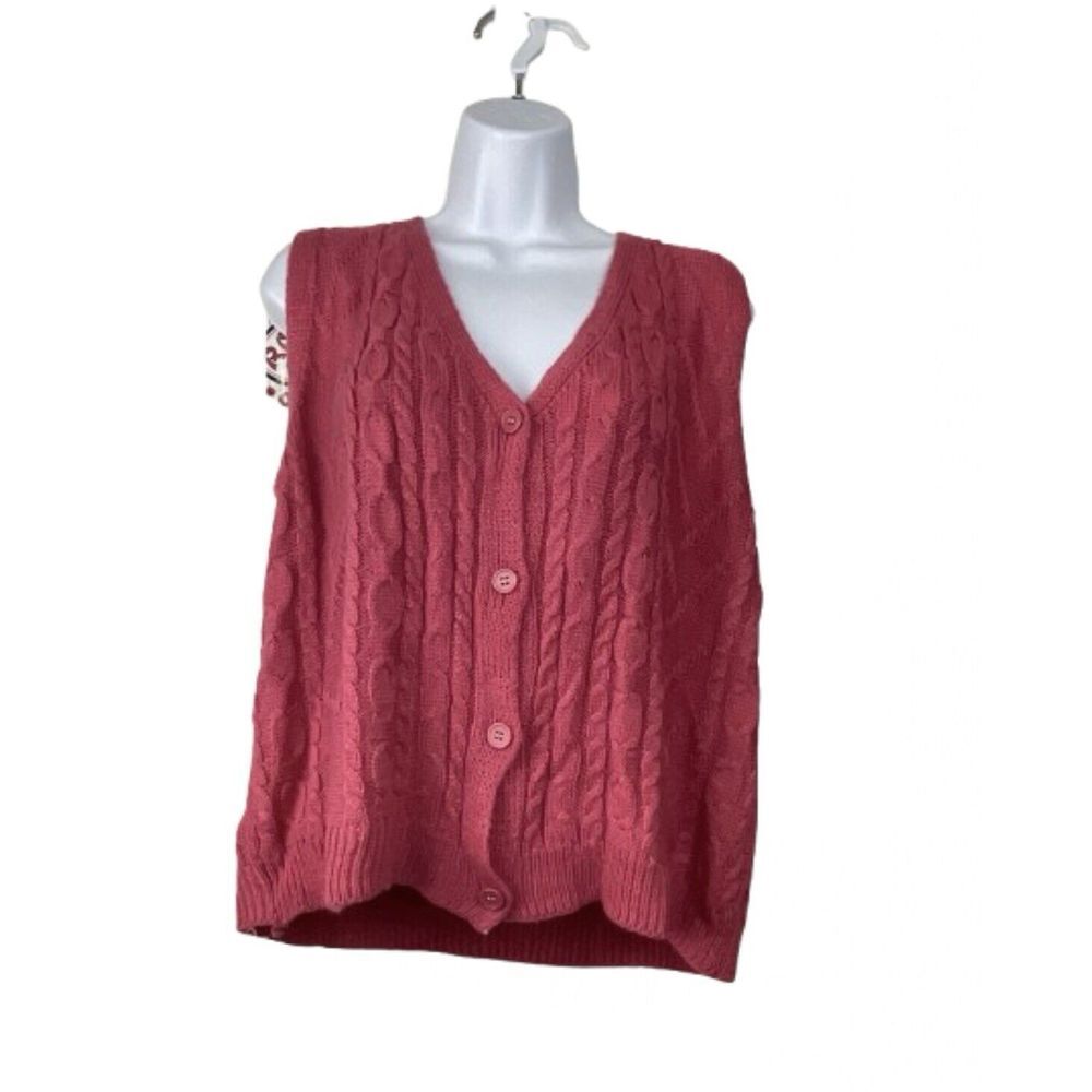 Vintage K Studio Womens Cable Knit Sweater Vest Size 36 Preppy Retro Academia